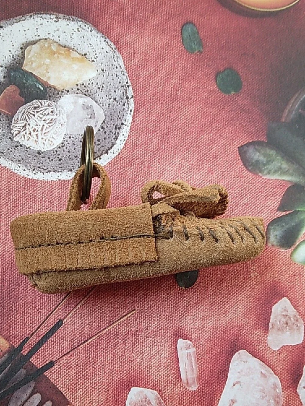 Minnetonka Brown Suede Moccasin Keychain